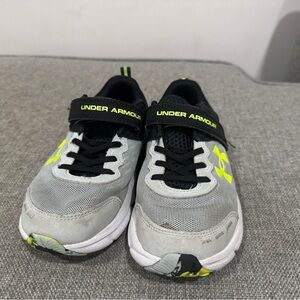 Under Armour Kids Sneakers - Black, Gray, and Neon Yellow